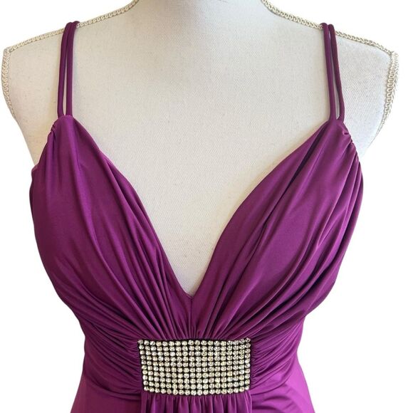 Thea Dora Womens Stretch Crystal Cocktail Dress Size 6 Magenta HOCO Prom Event - Picture 2 of 7